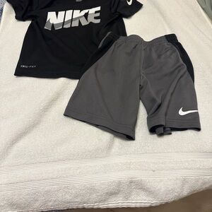 Nike Boys' Dri-FIT Black Tee & Gray Athletic Shorts Set size 6